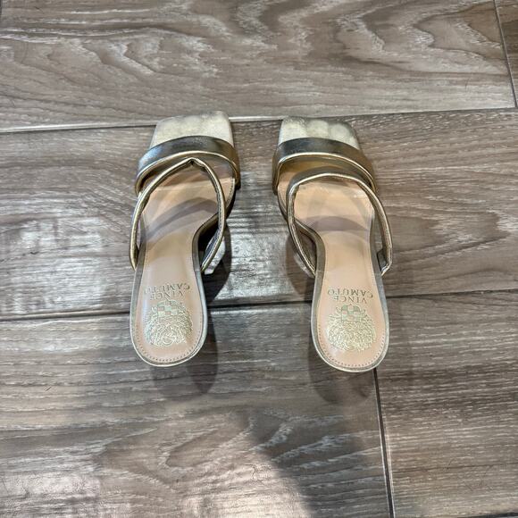 Vince Camuto Gold Aslee Square Toe Sandals Sz 8.5 - Picture 6 of 14
